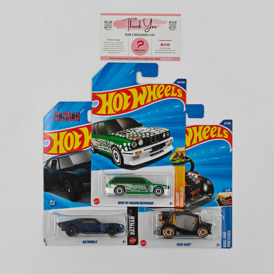 BMW M3 Wagon, Batmobile & Kick Kart by Mattel – Hot Wheels Bundle - Prithvi Enterprises