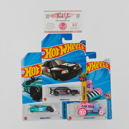 Audi 90 Quattro, Morgan Super 3 & Birthday Burner by Mattel – Hot Wheels Bundle