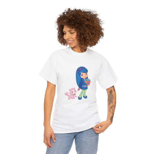 Blueberry Muffin and Custard Printed T-shirt - White Round Neck Cotton