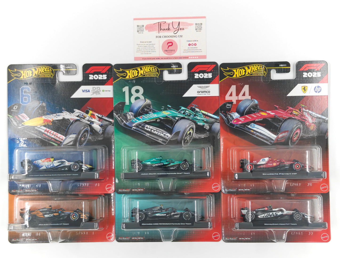 F1 2025 Set (6 Formula 1 Teams) by Mattel - Hot Wheels Premium Bundle