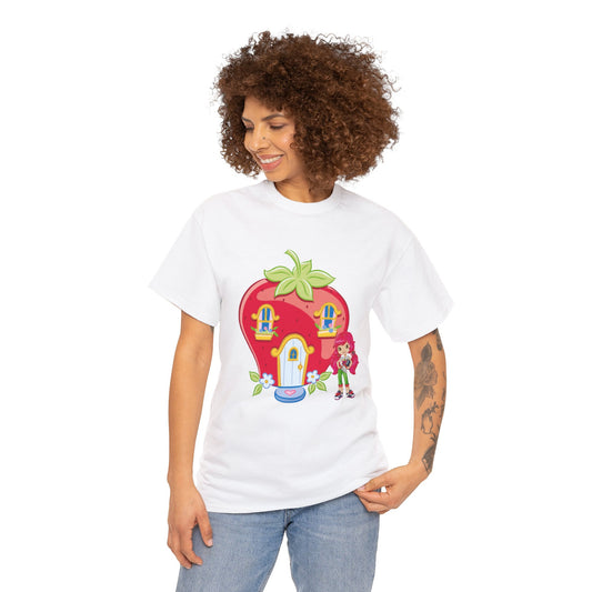 Strawberry Shortcake Printed T-shirt - White Round Neck Cotton