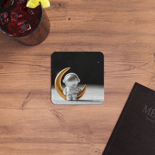 Abstract - Astronaut Sitting on Moon: Printed Coaster Set (Set of 4) - Prithvi Enterprises