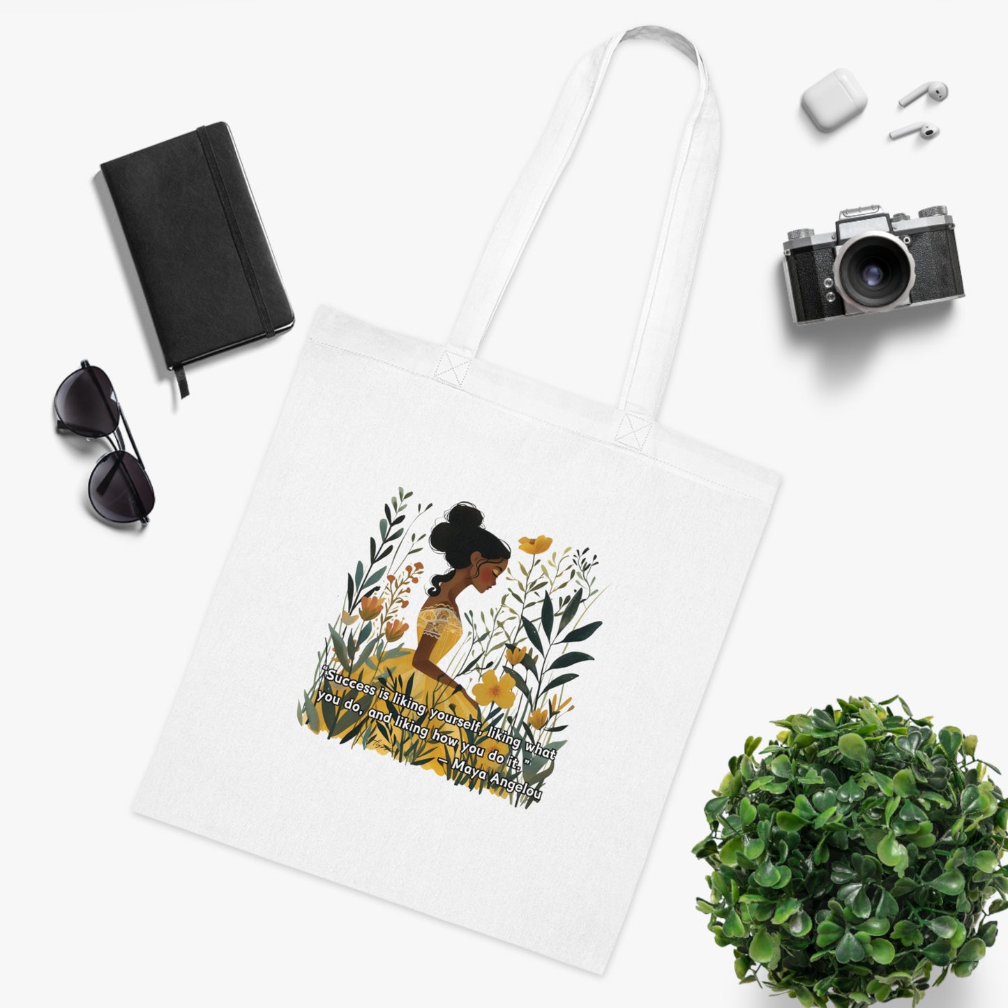 Beauty in Nature - Maya Angelou Quote Printed Canvas Tote Bag