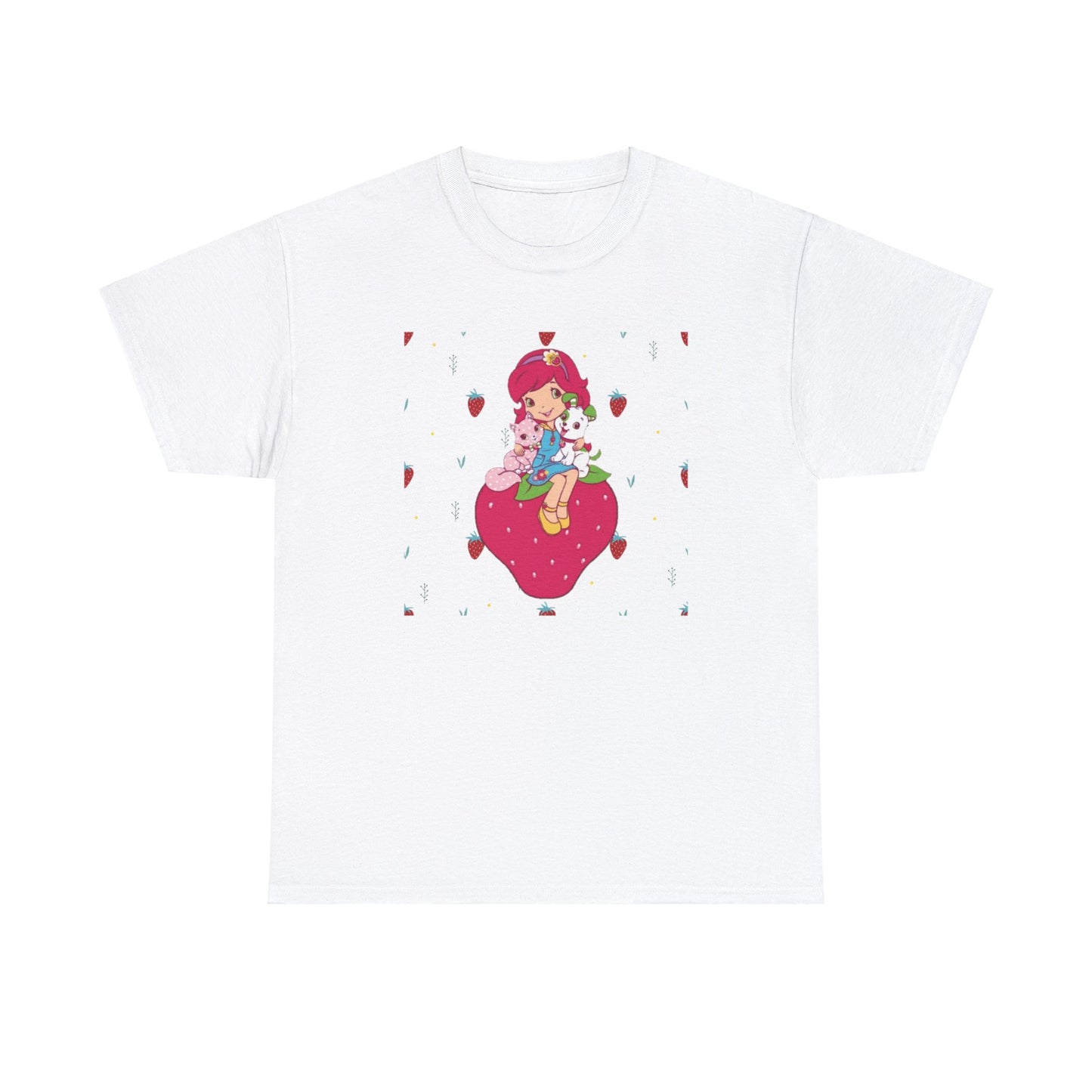 Strawberry Shortcake - Strawberry Printed T-shirt - White Round Neck Cotton