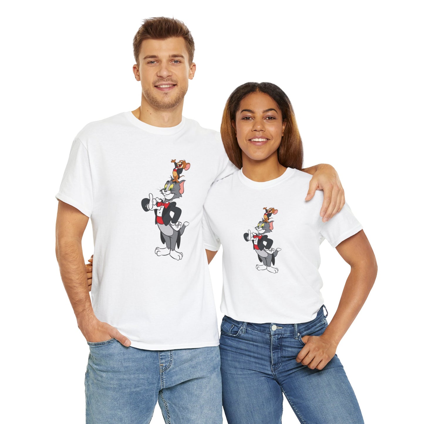 Tom and Jerry Let's Party Printed T-shirt - White Round Neck Cotton