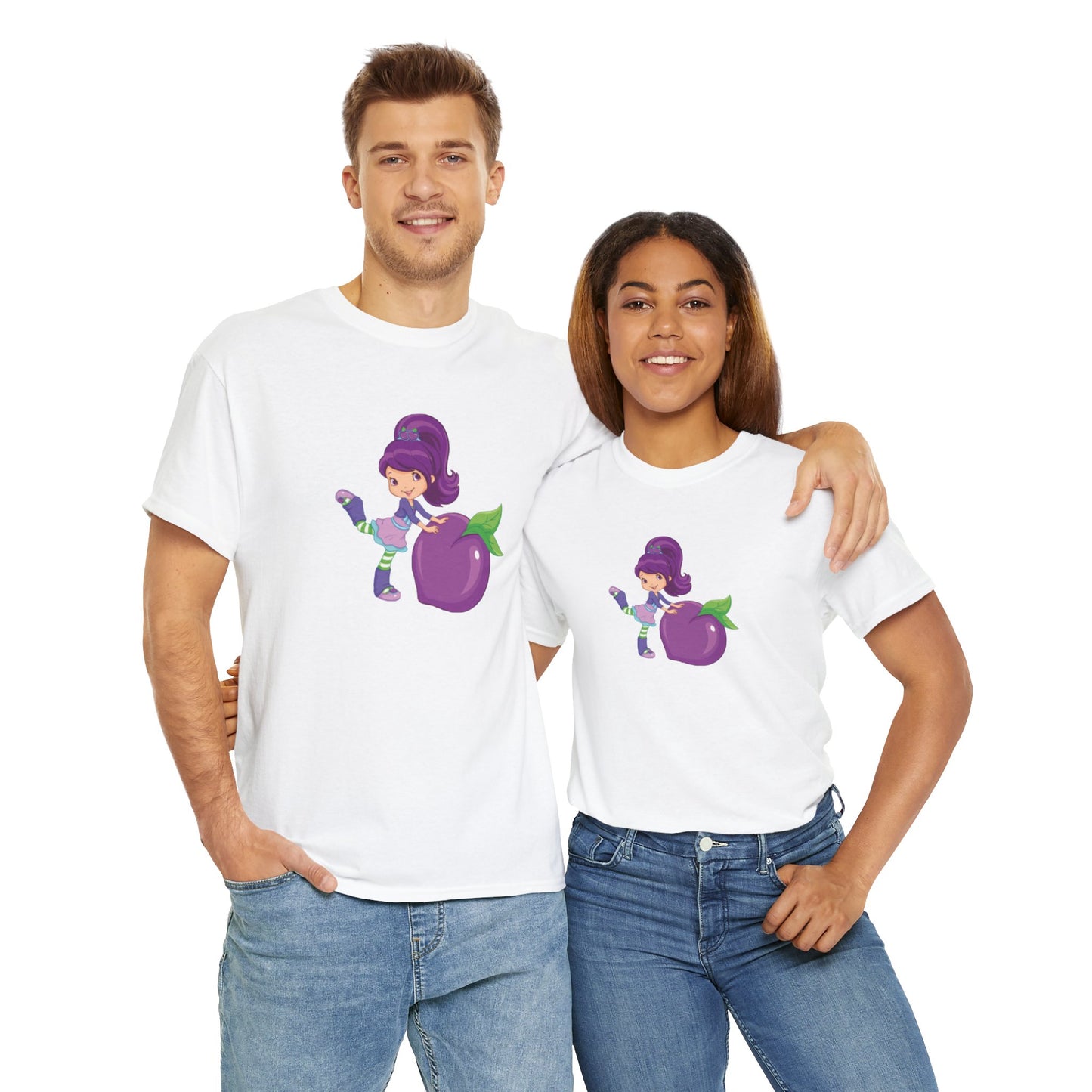 Strawberry Shortcake - Plum Printed T-shirt - White Round Neck Cotton