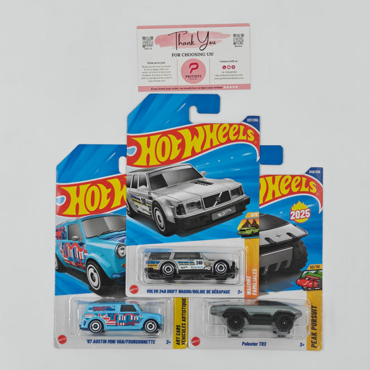 Volvo 240 Drift Wagon, '67 Austin Mini Van & Polestar TRX by Mattel - Hot Wheels 2026 Bundle