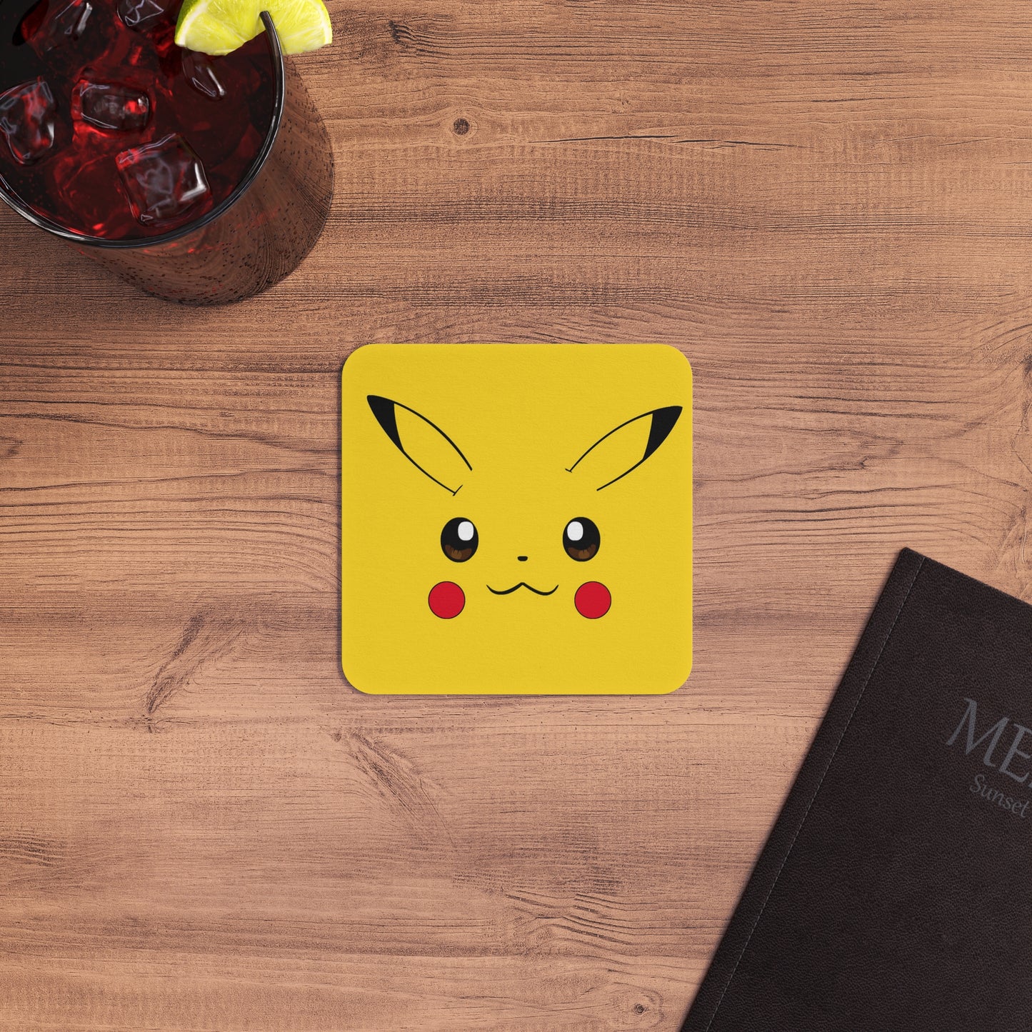 Pokemon - Anime Pikachu (Close Up): Printed Coaster Set (Set of 4) - Prithvi Enterprises