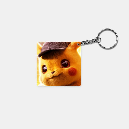 Pokemon - The Detective Pikachu (Close Up): Printed Square Keychain - Prithvi Enterprises