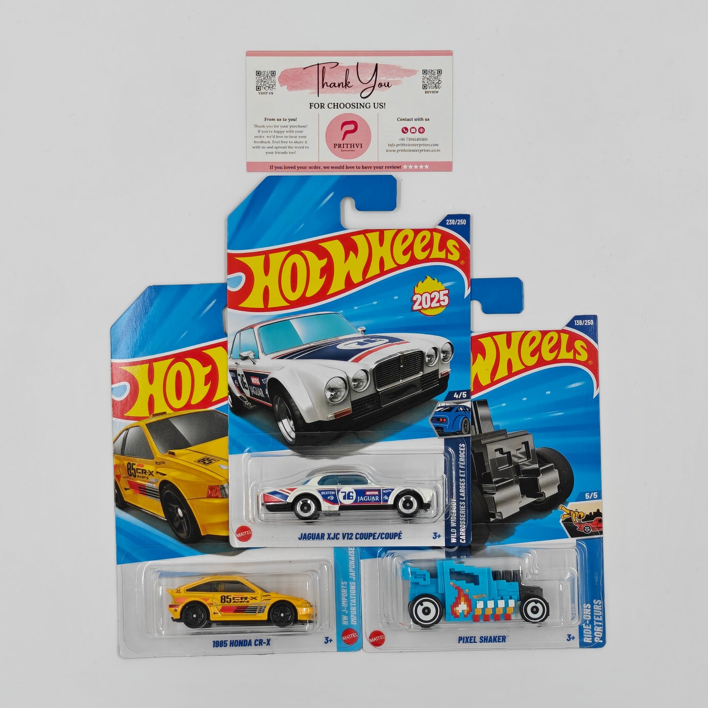 Jaguar XJC V12 Coupe, 1985 Honda CR-X & Pixel Shaker by Mattel – Hot Wheels Bundle