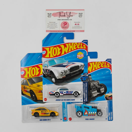 Jaguar XJC V12 Coupe, 1985 Honda CR-X & Pixel Shaker by Mattel – Hot Wheels Bundle