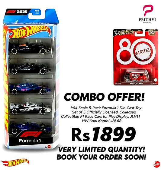 Hot Wheels Formula 1 F1 5-Pack (2025) with Kool Kombi Red — by Mattel - Prithvi Enterprises