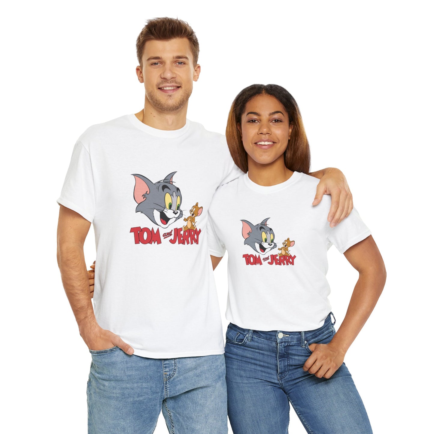 Tom and Jerry Printed T-shirt - White Round Neck Cotton