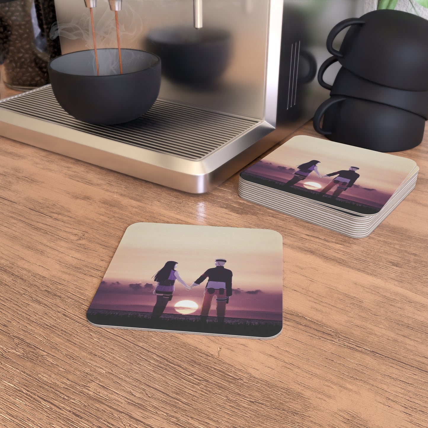 Naruto Shippuden Naruto and Hinata: Printed Square Coaster Set (Set of 2)