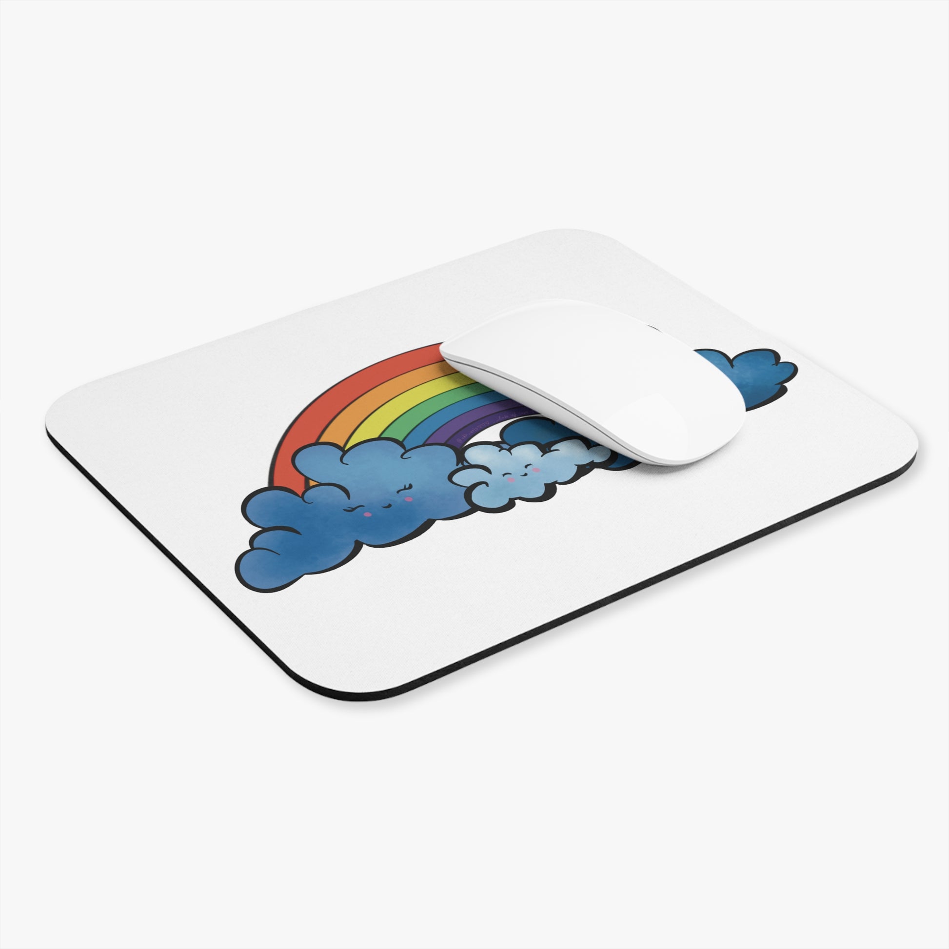 Illustration - 'Happy Cloud Family with Rainbow': Printed Mouse Pad - Prithvi Enterprises