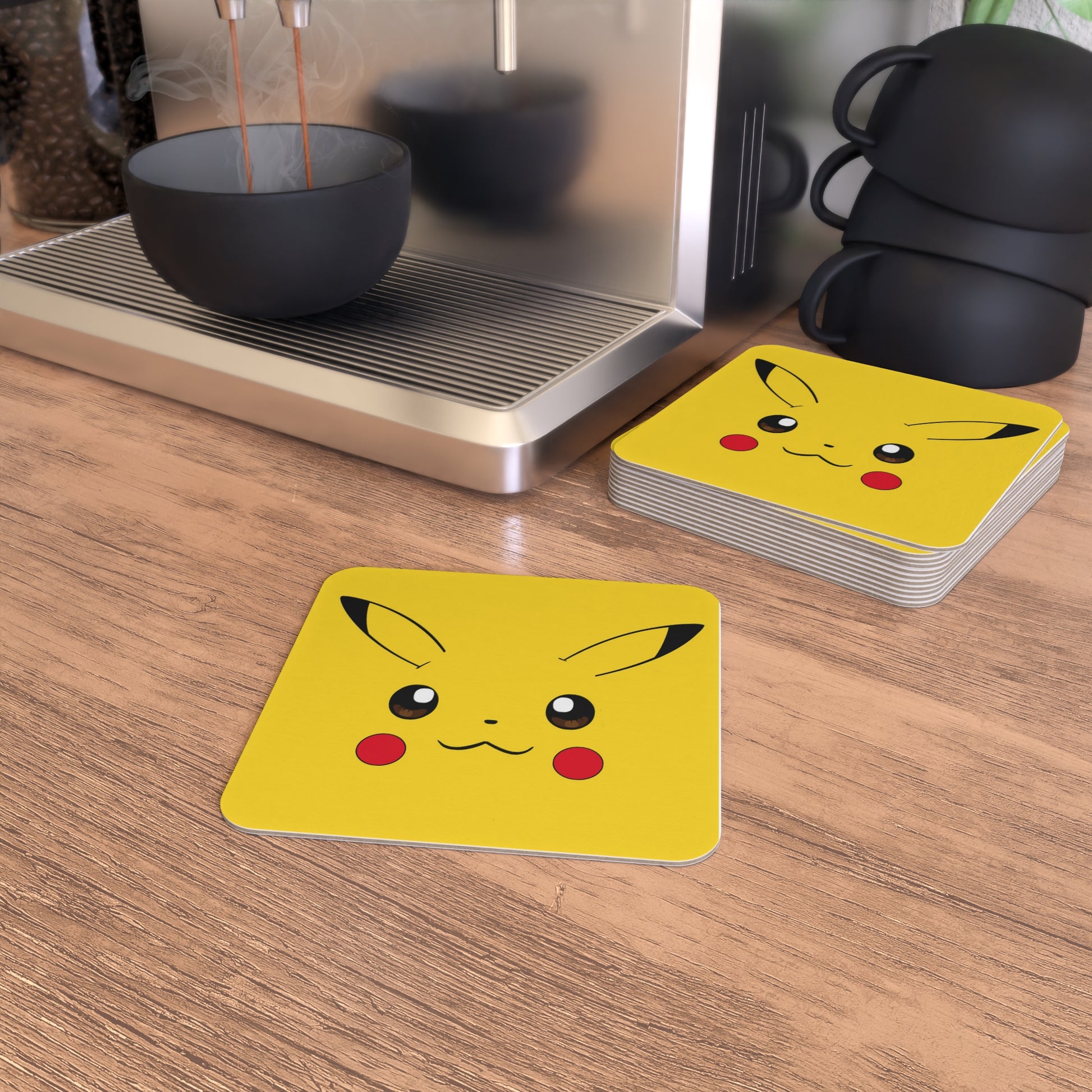 Pokemon - Anime Pikachu (Close Up): Printed Coaster Set (Set of 4) - Prithvi Enterprises