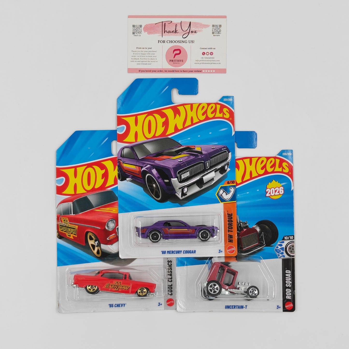'68 Mercury Cougar, '55 Chevy & Uncertain-T by Mattel – Hot Wheels Bundle