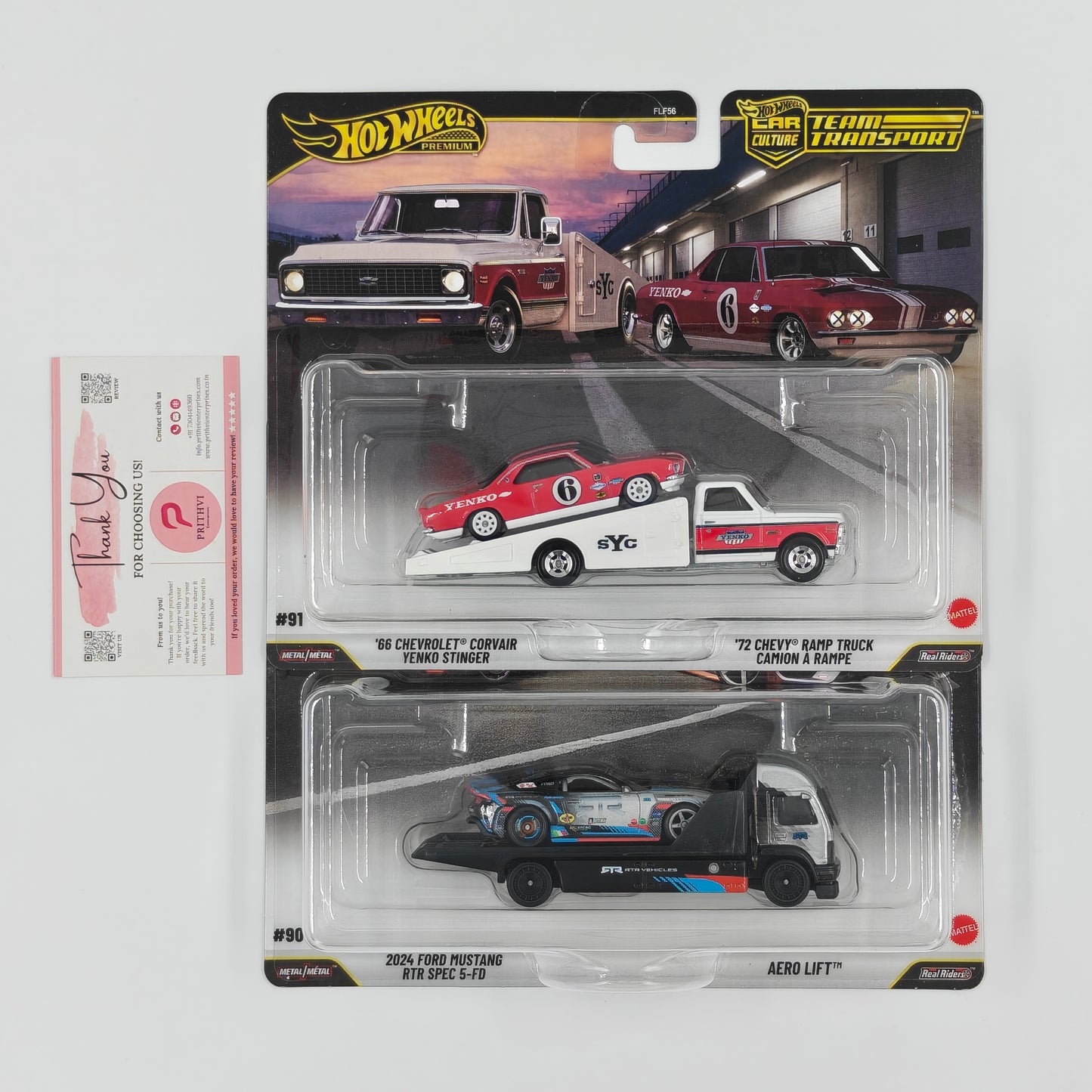 Car Culture Team Transport (Set of 2)  -  Corvair Yenko Stinger & Mustang RTR Spec 5-FD by Mattel - Hot Wheels Premium Bundle
