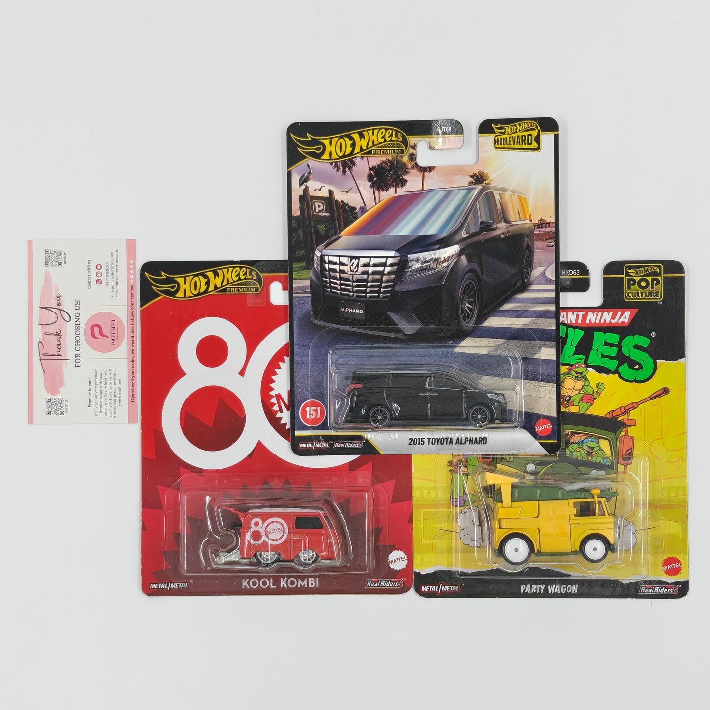 Kool Kombi, Toyota Alphard & TMNT Party Wagon (Set of 3) by Mattel - Hot Wheels Premium Bundle
