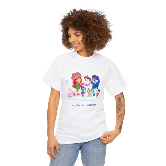 Building Snow Memories: Printed T-shirt - White Round Neck Cotton