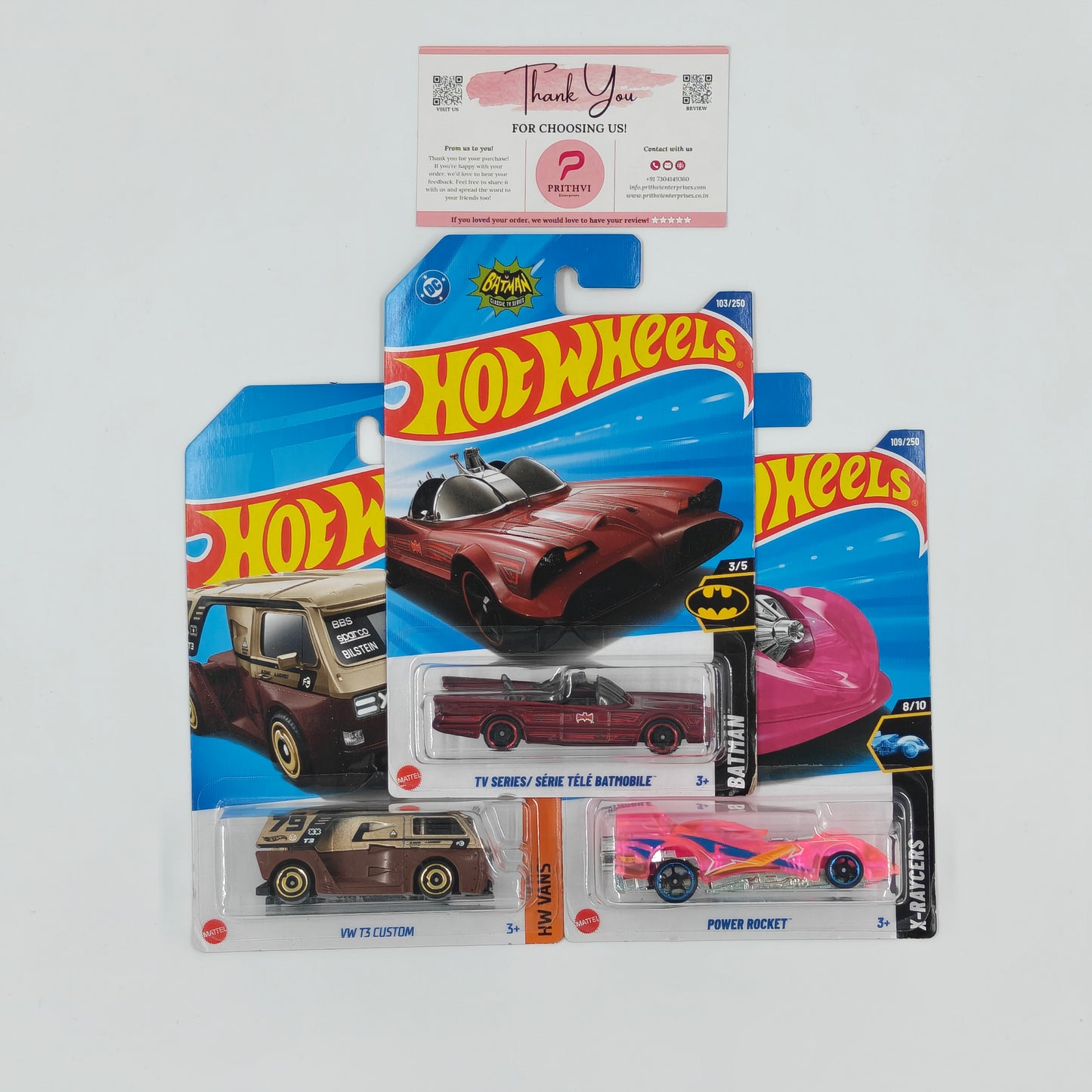 TV Series / Série Télé Batmobile, VW T3 Custom & Power Rocket by Mattel – Hot Wheels Bundle