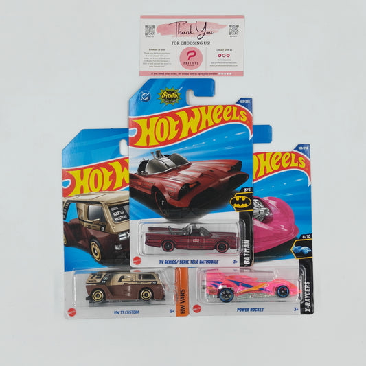 TV Series / Série Télé Batmobile, VW T3 Custom & Power Rocket by Mattel – Hot Wheels Bundle