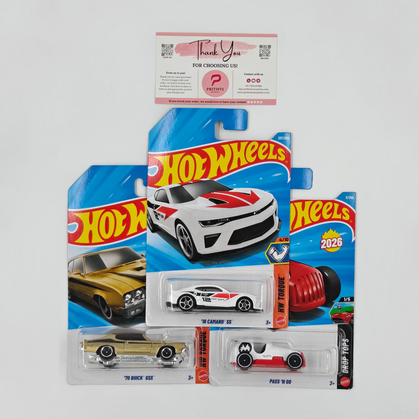 '18 Camaro SS, '70 Buick GSX & Pass 'N Go by Mattel – Hot Wheels Bundle