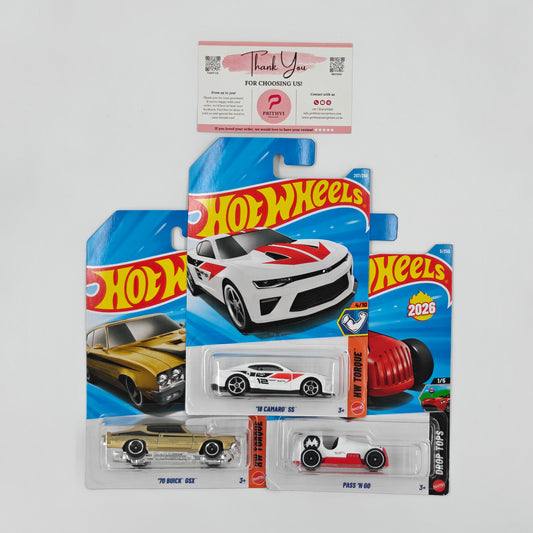 '18 Camaro SS, '70 Buick GSX & Pass 'N Go by Mattel – Hot Wheels Bundle - Prithvi Enterprises