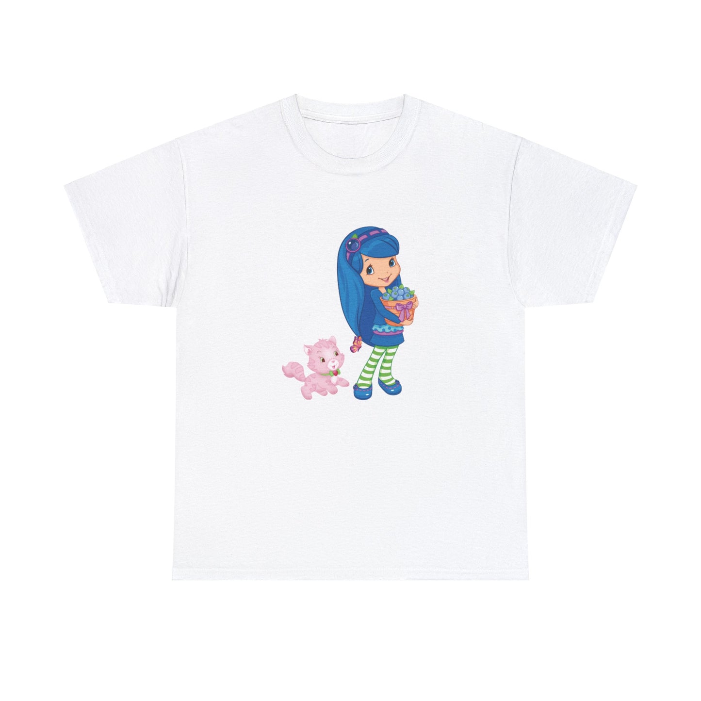 Blueberry Muffin and Custard Printed T-shirt - White Round Neck Cotton