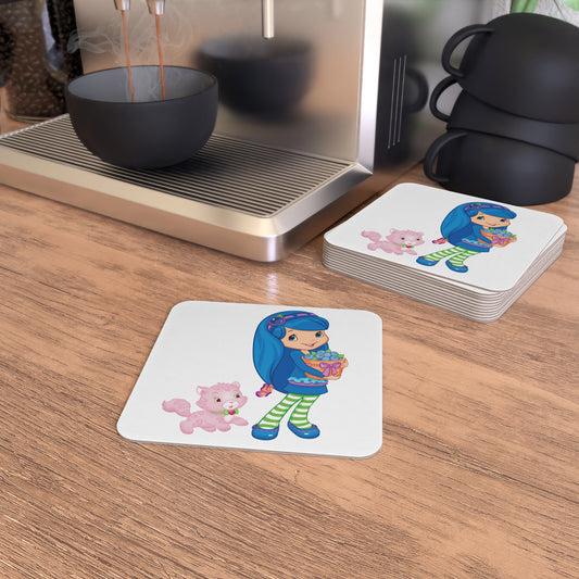 Blueberry Muffin and Custard: Printed Square Coaster Set (Set of 2)