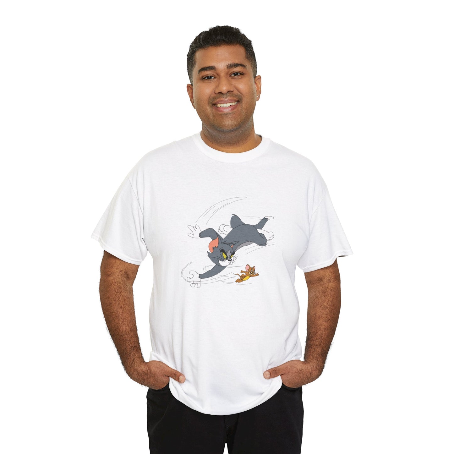 Tom and Jerry - "Chase me if you can" Printed T-shirt - White Round Neck Cotton