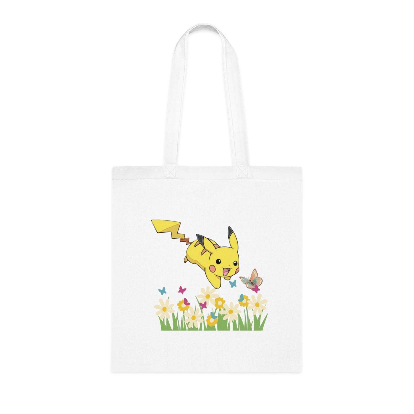 Pokémon - Pikachu Chasing Butterfly Printed Canvas Tote Bag