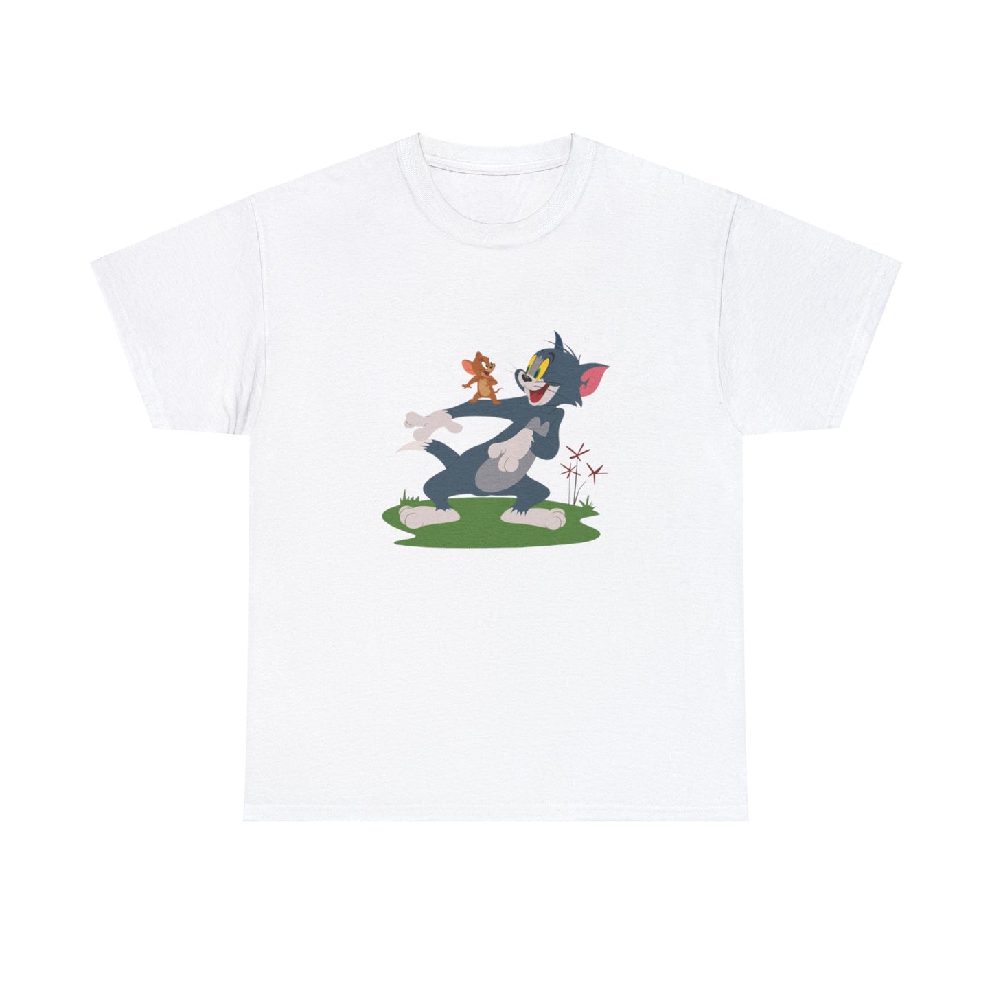 Tom and Jerry - "Happy!!!" Printed T-shirt - White Round Neck Cotton