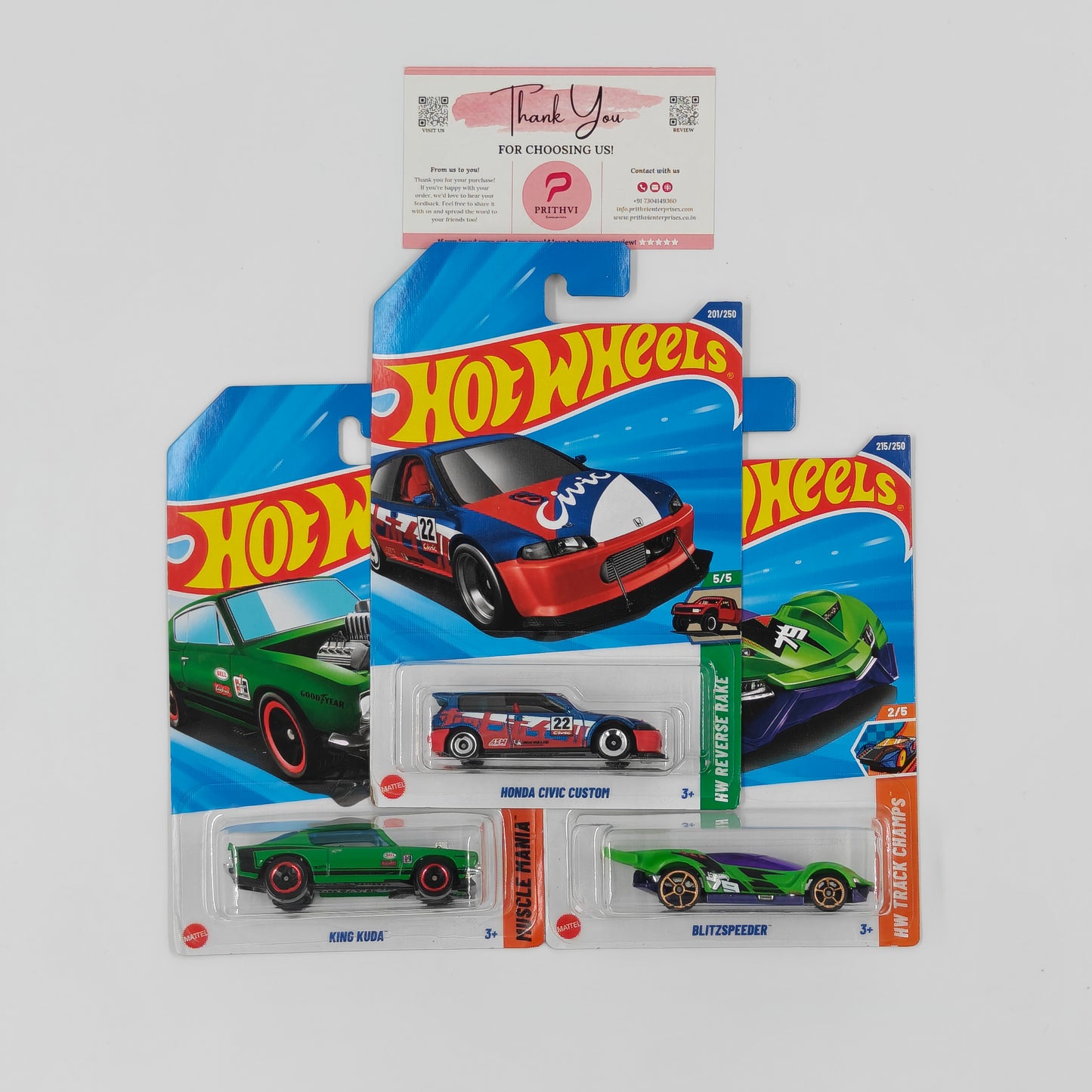 Honda Civic Custom, King Kuda & Blitzspeeder by Mattel – Hot Wheels Bundle