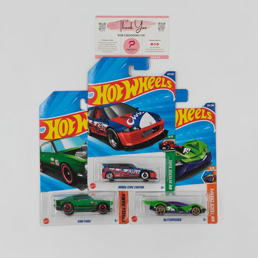 Honda Civic Custom, King Kuda & Blitzspeeder by Mattel – Hot Wheels Bundle