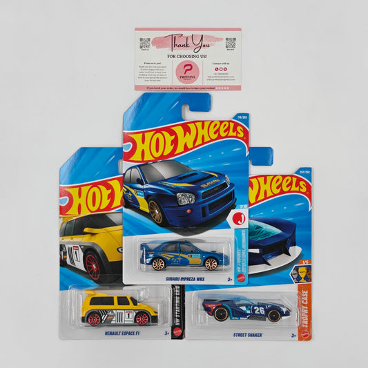 Subaru Impreza WRX, Renault Espace F1 & Street Shaker by Mattel – Hot Wheels Bundle - Prithvi Enterprises