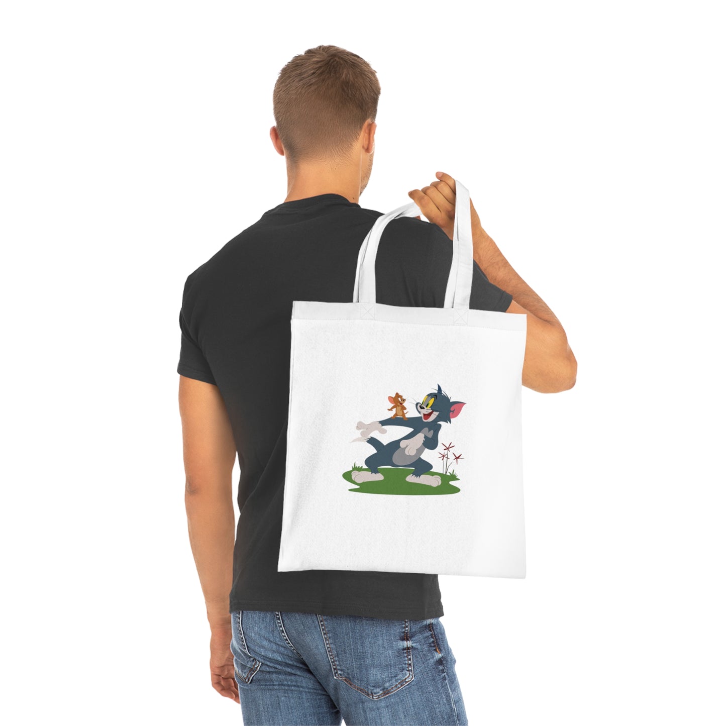 Tom and Jerry- Happy!!!: Printed Tote Bag