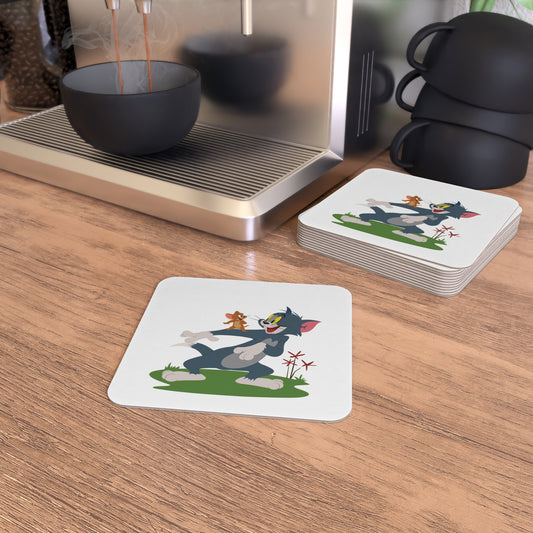 Tom and Jerry: "Happy!!!" Printed Square Coaster Set (Set of 2)