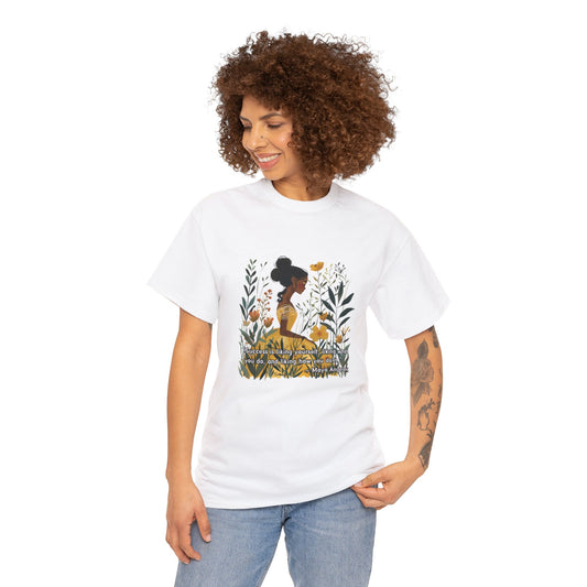 Beauty in Nature: Printed T-shirt - White Round Neck Cotton