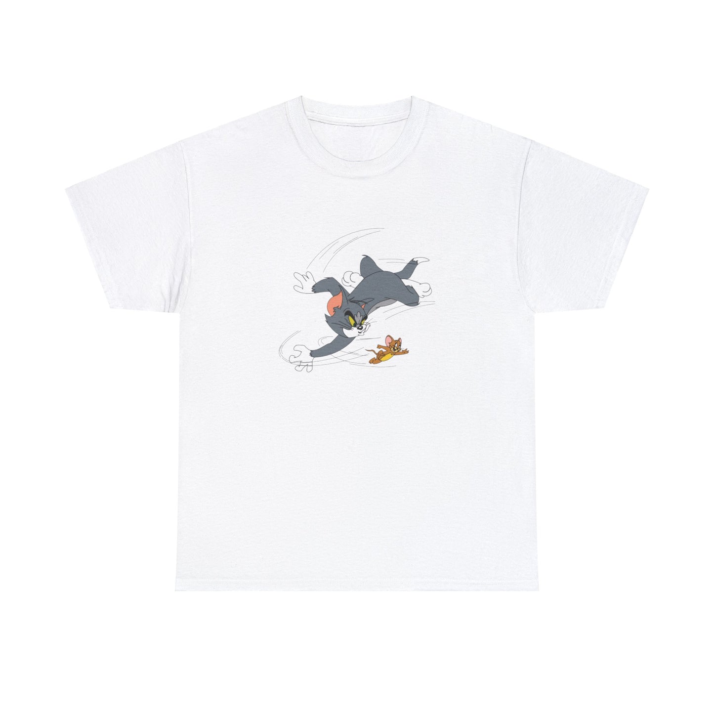 Tom and Jerry - "Chase me if you can" Printed T-shirt - White Round Neck Cotton