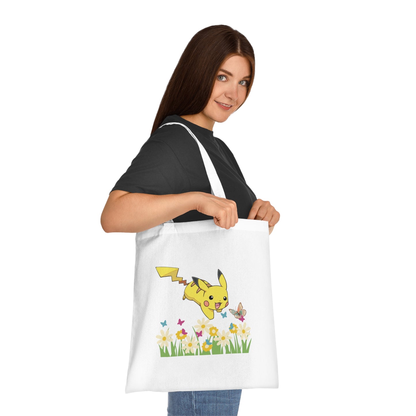 Pokémon - Pikachu Chasing Butterfly Printed Canvas Tote Bag