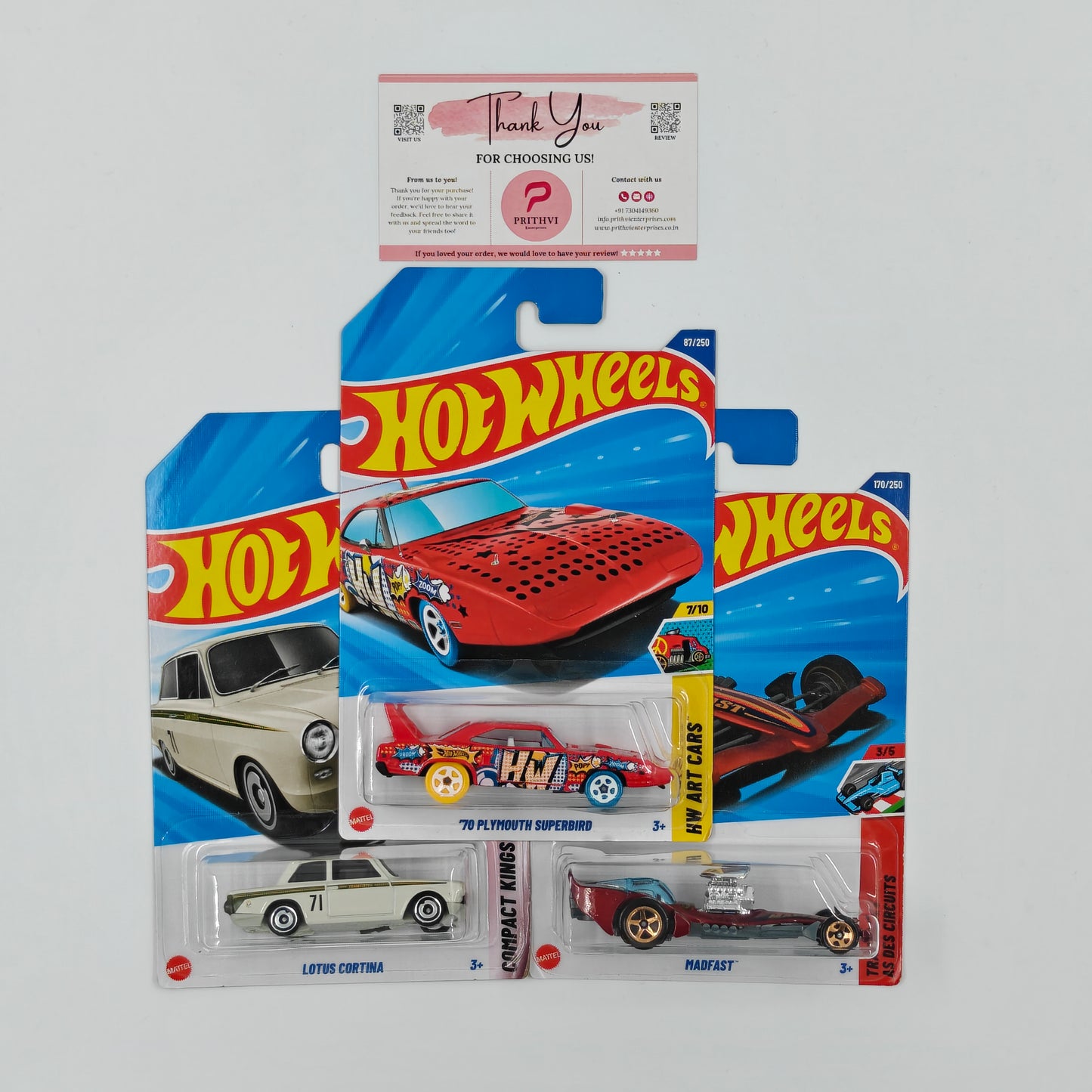 '70 Plymouth Superbird, Lotus Cortina & Madfast by Mattel – Hot Wheels Bundle