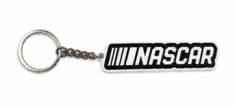 NASCAR Logo Keychain - Black & White Design - 3D Printed - Prithvi Enterprises