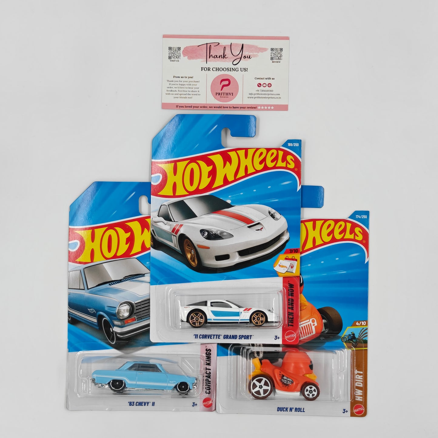 '11 Corvette Grand Sport, '63 Chevy II & Duck N' Roll by Mattel – Hot Wheels Bundle