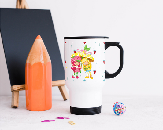 Strawberry Shortcake and Lemon: Printed Travel Mug