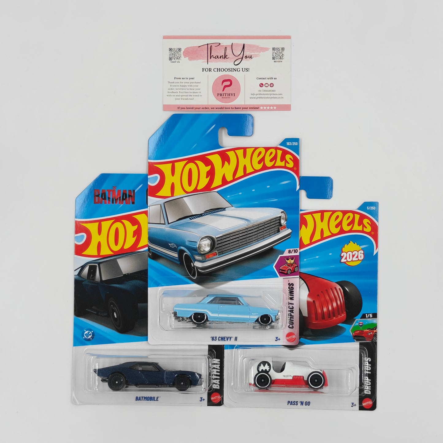 '63 Chevy II, Batmobile & Pass 'N Go by Mattel – Hot Wheels Bundle