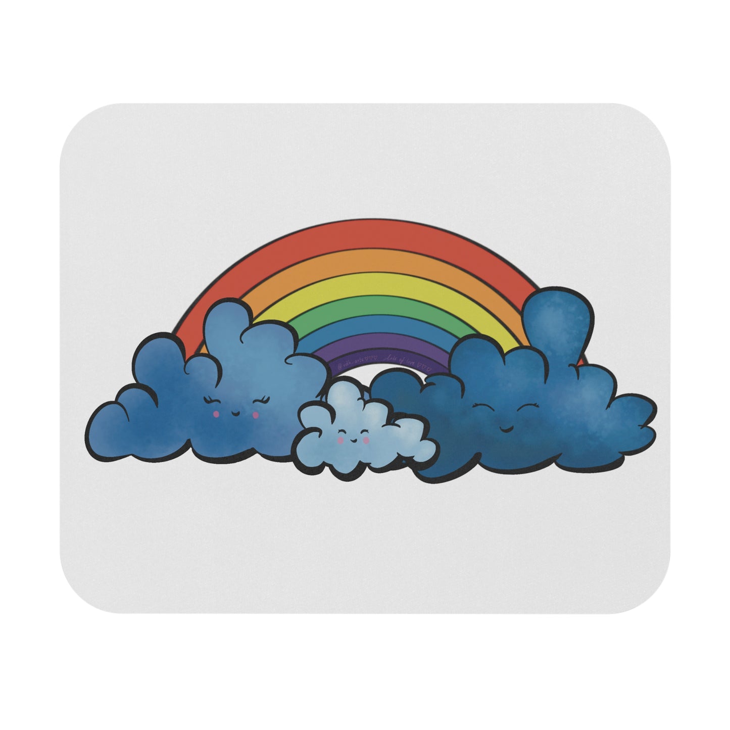 Illustration - 'Happy Cloud Family with Rainbow': Printed Mouse Pad - Prithvi Enterprises