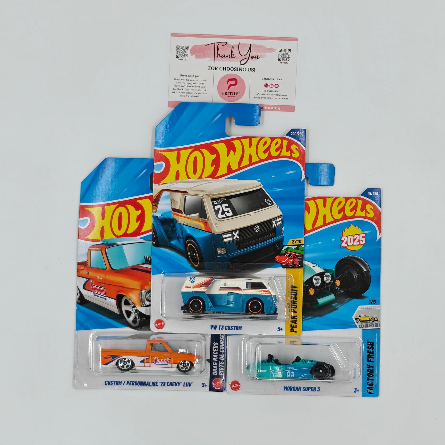VW T3 Custom, Custom / Personnalisé '72 Chevy LUV & Morgan Super 3 by Mattel – Hot Wheels Bundle