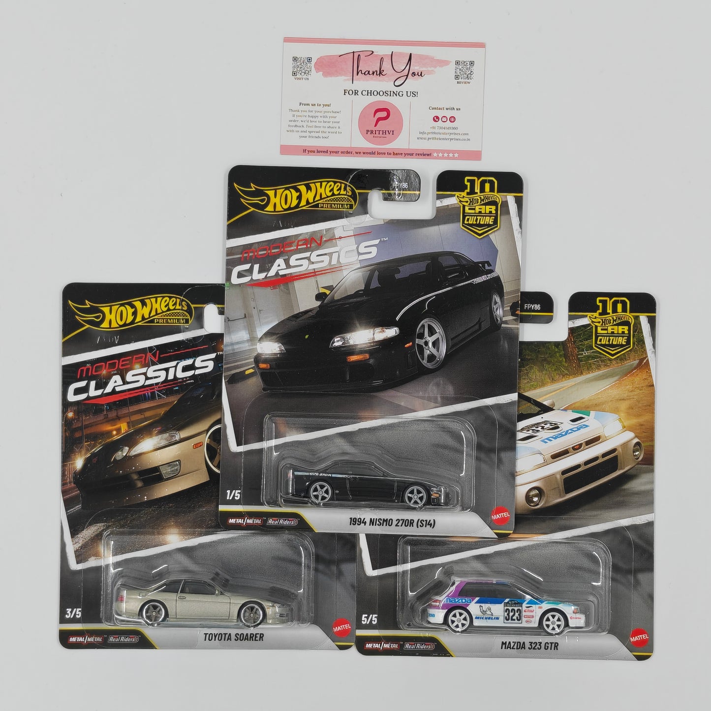 Car Culture Modern Classics (Set of 3) – Nismo S14, Toyota Soarer & Mazda 323 GTR by Mattel – Hot Wheels Premium Bundle