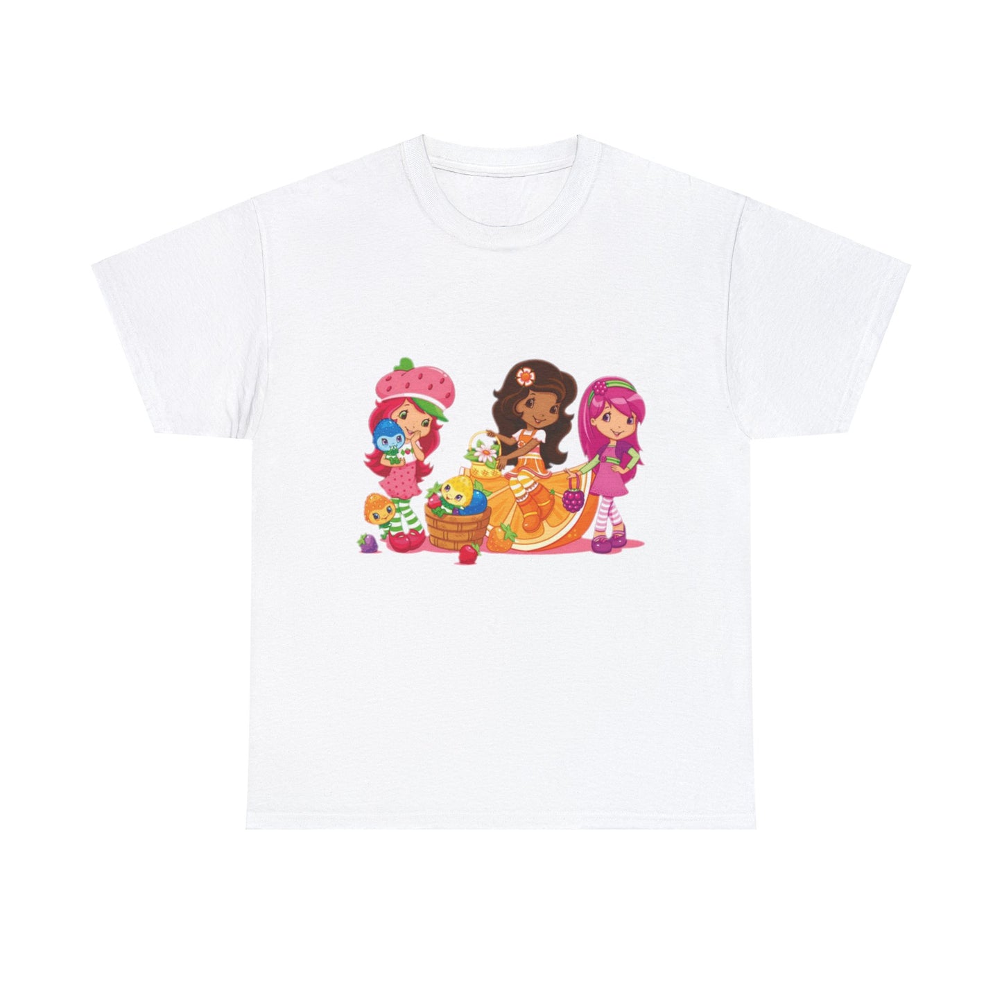 Strawberry Shortcake and Friends Printed T-shirt - White Round Neck Cotton